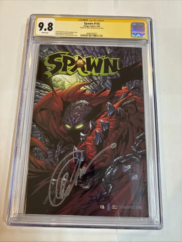 Spawn #116 (Image Comics, 2002), CGC 9.8 graded comic book, Signature Series label — front cover in its holder