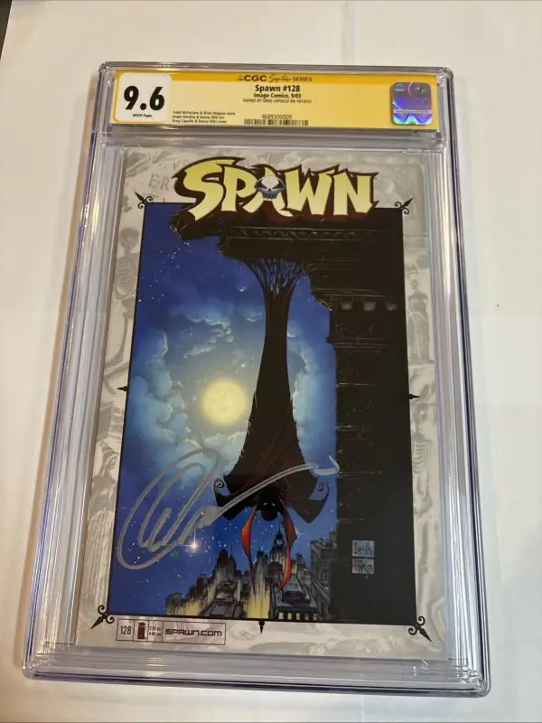 Spawn #128 (Image Comics, 2003), CGC 9.6 graded comic book, Signature Series label — front cover in its holder