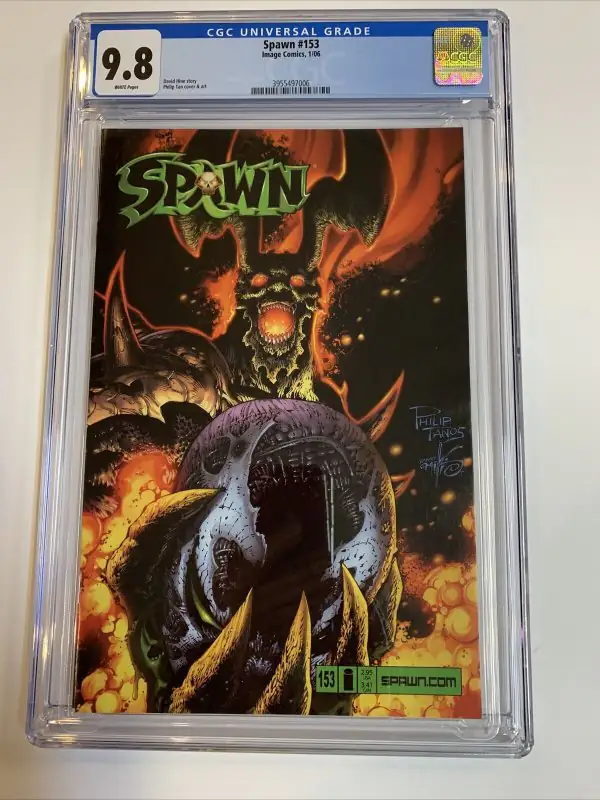 Spawn #153 (Image Comics, 2006), CGC 9.8 graded comic book, Universal Blue label — front cover in its holder