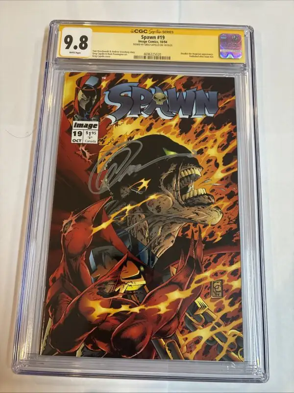 Spawn #19 (Image Comics, 1994), CGC 9.8 graded comic book, Signature Series label — front cover in its holder