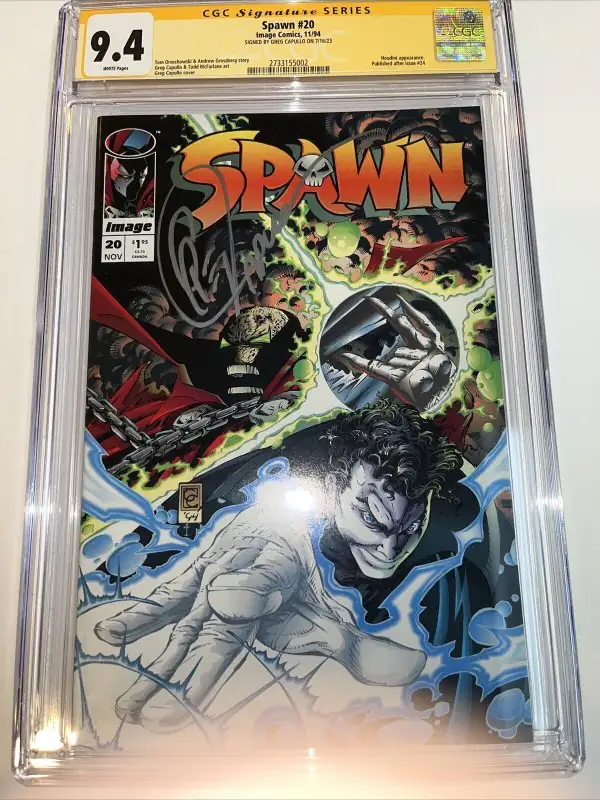 Spawn #20 (Image Comics, 1994), CGC 9.4 graded comic book, Signature Series label — front cover in its holder