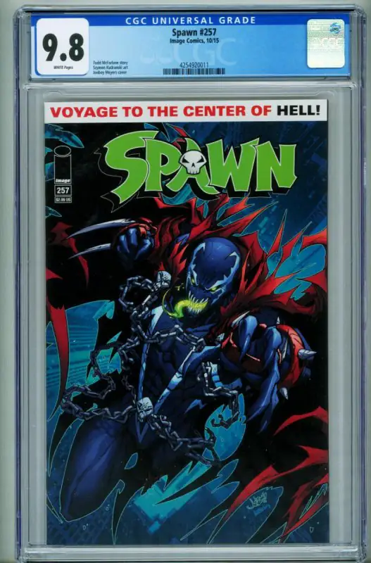 Spawn #257 (Image Comics, 2015), CGC 9.8 graded comic book, Universal Blue label — front cover in its holder
