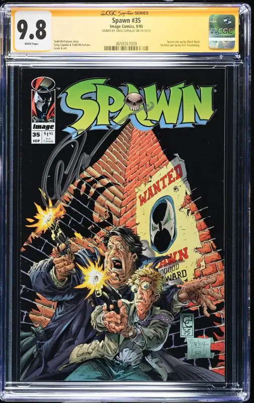 Spawn #35 (Image Comics, 1995), CGC 9.8 graded comic book, Signature Series label — front cover in its holder