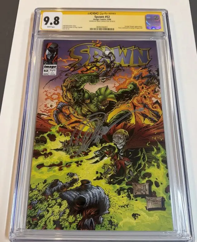 Spawn #52 (Image Comics, 1996), CGC 9.8 graded comic book, Signature Series label — front cover in its holder