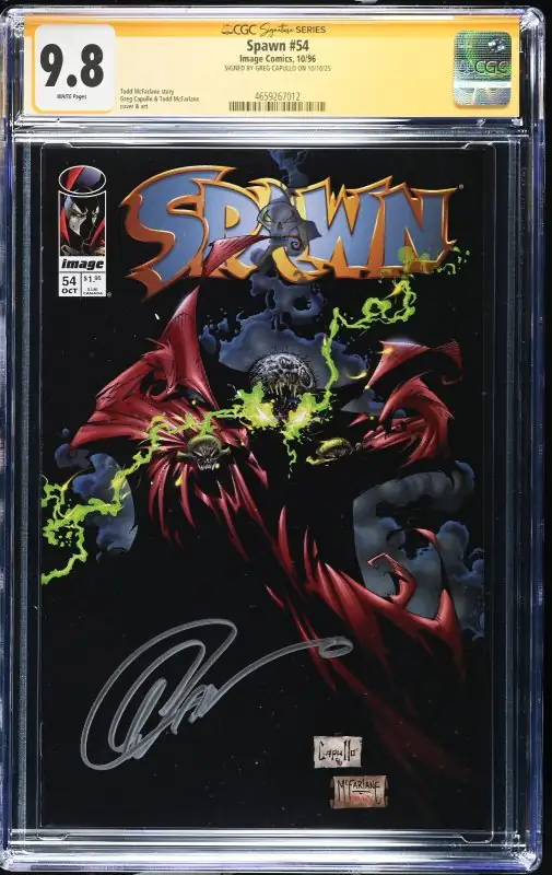 Spawn #54 (Image Comics, 1996), CGC 9.8 graded comic book, Signature Series label — front cover in its holder