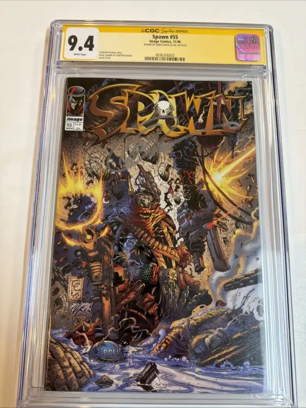 Spawn #55 (Image Comics, 1996), CGC 9.4 graded comic book, Signature Series label — front cover in its holder