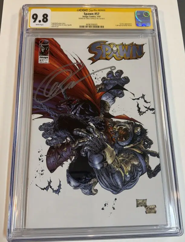 Spawn #57 (Image Comics, 1997), CGC 9.8 graded comic book, Signature Series label — front cover in its holder