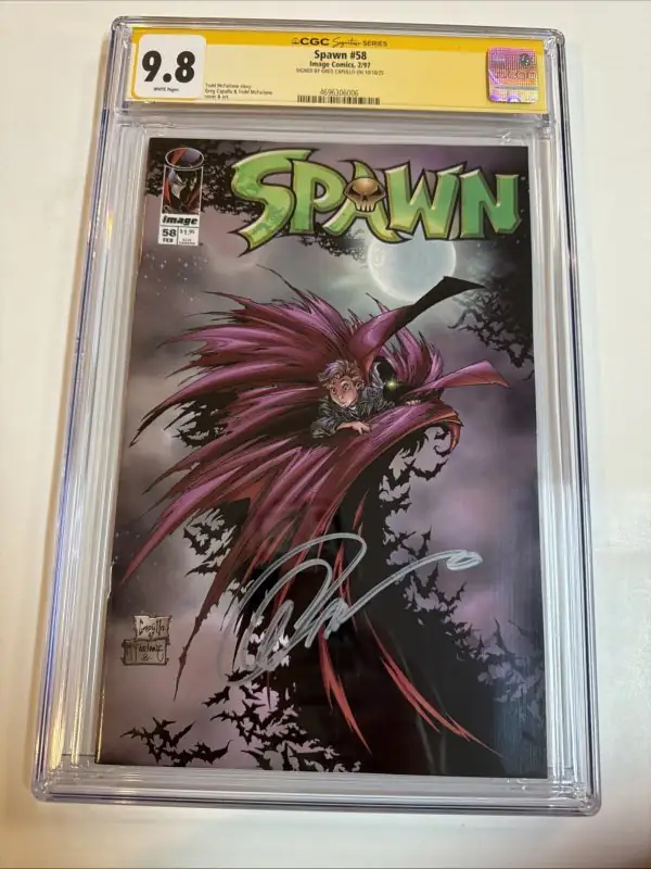 Spawn #58 (Image Comics, 1997), CGC 9.8 graded comic book, Signature Series label — front cover in its holder