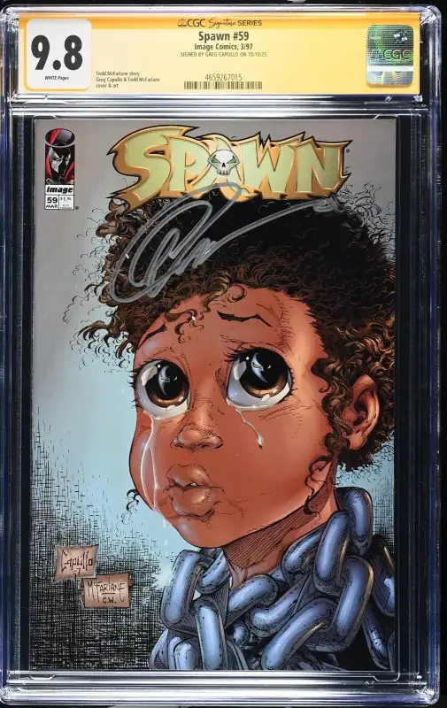Spawn #59 (Image Comics, 1997), CGC 9.8 graded comic book, Signature Series label — front cover in its holder