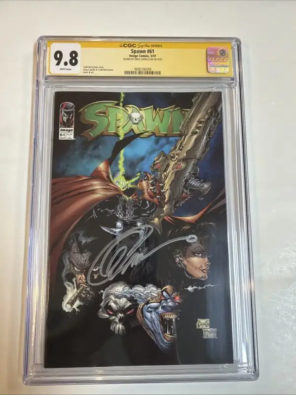 Spawn #61 (Image Comics, 1997), CGC 9.8 graded comic book, Signature Series label — front cover in its holder