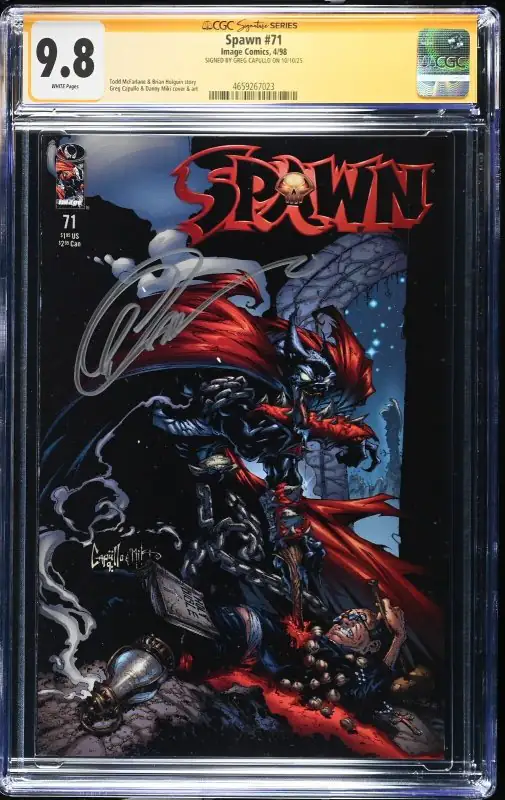 Spawn #71 (Image Comics, 1998), CGC 9.8 graded comic book, Signature Series label — front cover in its holder