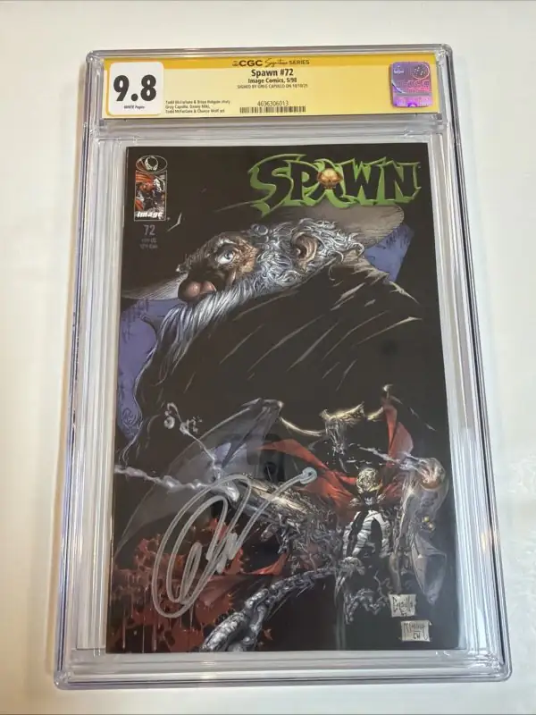 Spawn #72 (Image Comics, 1998), CGC 9.8 graded comic book, Signature Series label — front cover in its holder