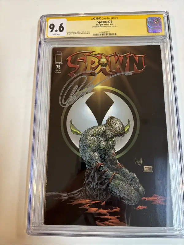 Spawn #75 (Image Comics, 1998), CGC 9.6 graded comic book, Signature Series label — front cover in its holder