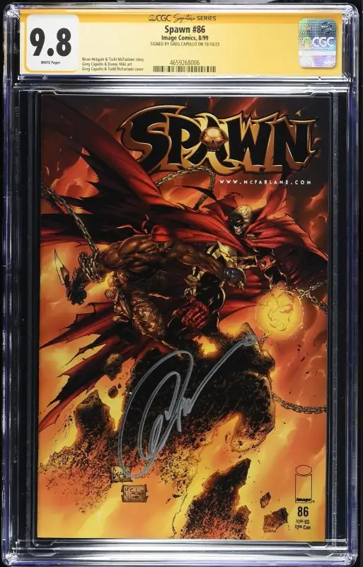 Spawn #86 (Image Comics, 1999), CGC 9.8 graded comic book, Signature Series label — front cover in its holder