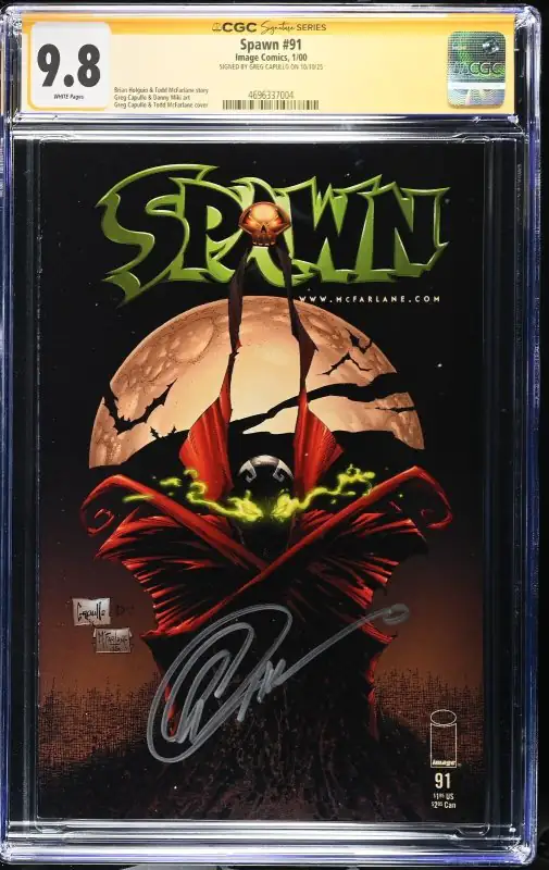 Spawn #91 (Image Comics, 2000), CGC 9.8 graded comic book, Signature Series label — front cover in its holder