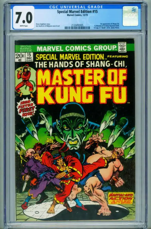 Special Marvel Edition #15 (Marvel Comics, 1973), CGC 7.0 graded comic book, Universal Blue label — front cover in its holder
