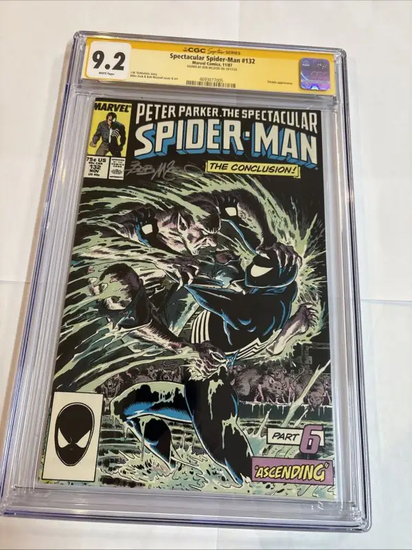 Spectacular Spider-Man #132 (Marvel Comics, 1987), CGC 9.2 graded comic book, Signature Series label — front cover in its holder