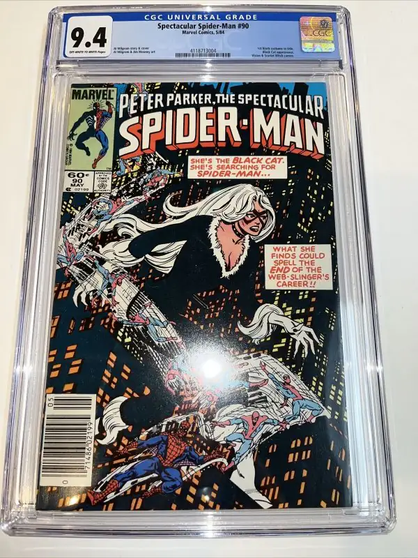 Spectacular Spider-Man #90 (Marvel Comics, 1984), CGC 9.4 graded comic book, Universal Blue label — front cover in its holder