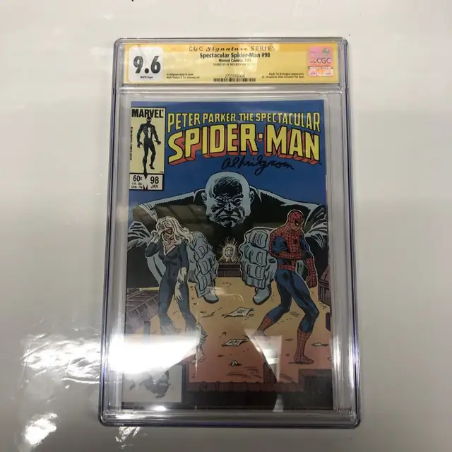 Spectacular Spider-Man #98 (Marvel Comics, 1985), CGC 9.6 graded comic book, Signature Series label — front cover in its holder