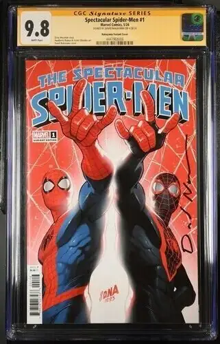 Spectacular Spider-Men #1 (Marvel Comics, 2024), CGC 9.8 graded comic book, Signature Series label — front cover in its holder