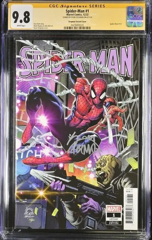 Spider-Man #1 (Marvel Comics, 2022), CGC 9.8 graded comic book, Signature Series label — front cover in its holder
