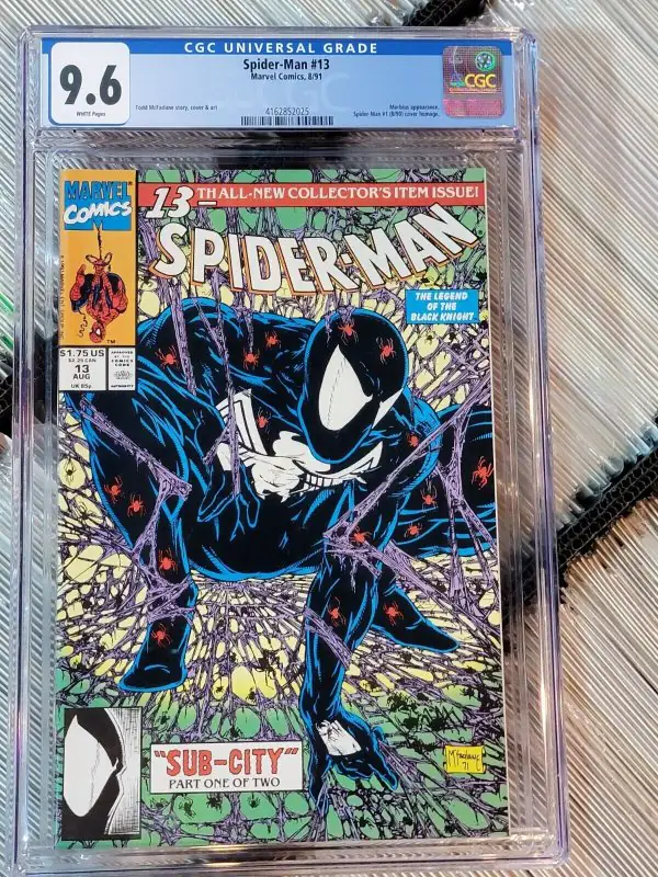 Spider-Man #13 (Marvel Comics, 1991), CGC 9.6 graded comic book, Universal Blue label — front cover in its holder