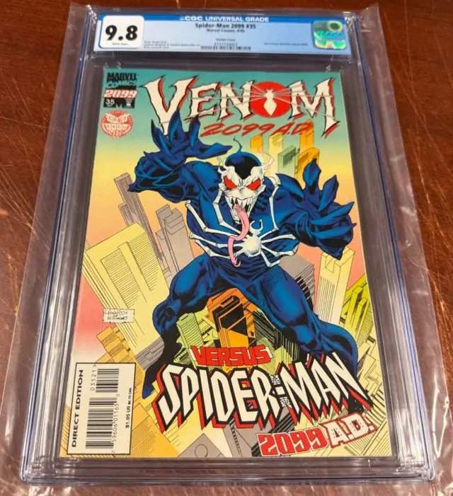 Spider-Man 2099 #35 (Marvel Comics, 1995), CGC 9.8 graded comic book, Universal Blue label — front cover in its holder