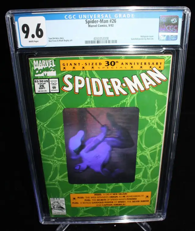 Spider-Man #26 (Marvel Comics, 1992), CGC 9.6 graded comic book, Universal Blue label — front cover in its holder