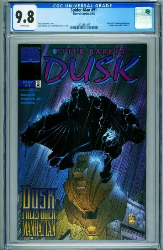 Spider-Man #91 (Marvel Comics, 1998), CGC 9.8 graded comic book, Universal Blue label — front cover in its holder