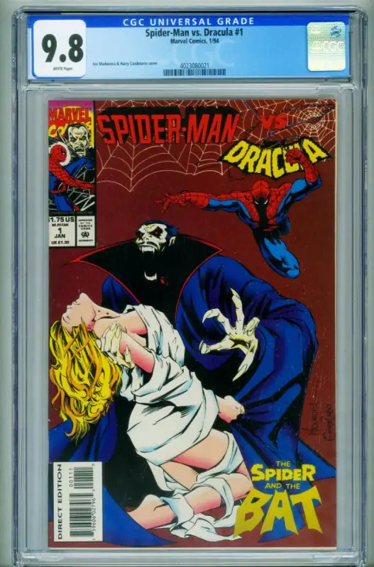 Spider-Man vs. Dracula #1 (Marvel Comics, 1994), CGC 9.8 graded comic book, Universal Blue label — front cover in its holder