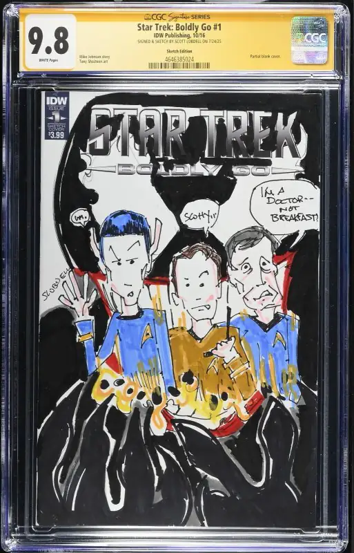 Star Trek Boldly Go #1 (IDW Publishing, 2016), CGC 9.8 graded comic book, Signature Series label — front cover in its holder
