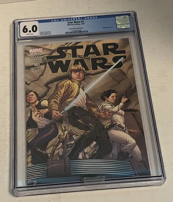 Star Wars #1 (Marvel Comics, 2015), CGC 6.0 graded comic book, Universal Blue label — front cover in its holder