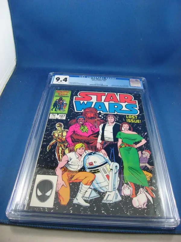 Star Wars #107 (Marvel Comics, 1986), CGC 9.4 graded comic book, Universal Blue label — front cover in its holder