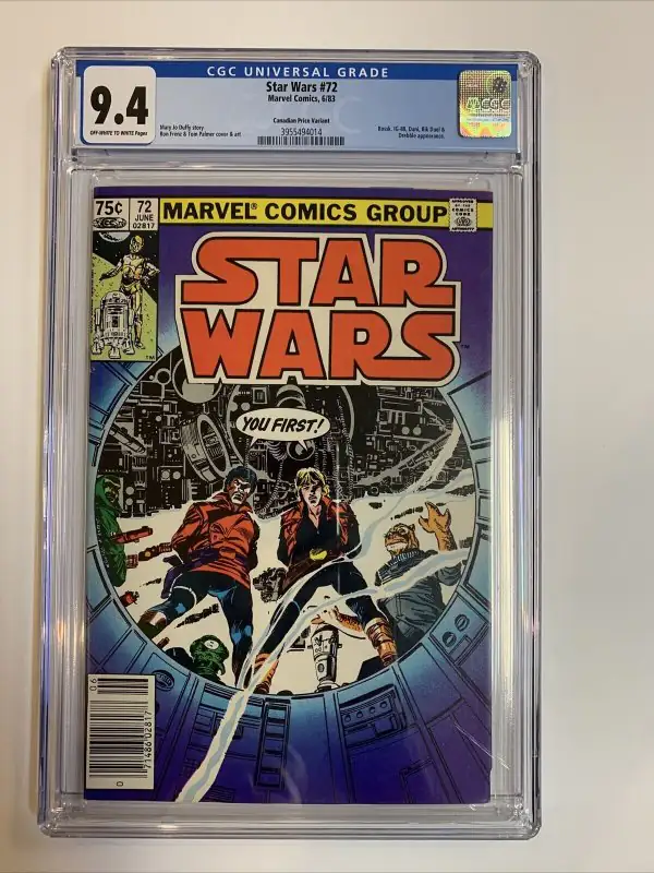 Star Wars #72 (Marvel Comics, 1983), CGC 9.4 graded comic book, Universal Blue label — front cover in its holder