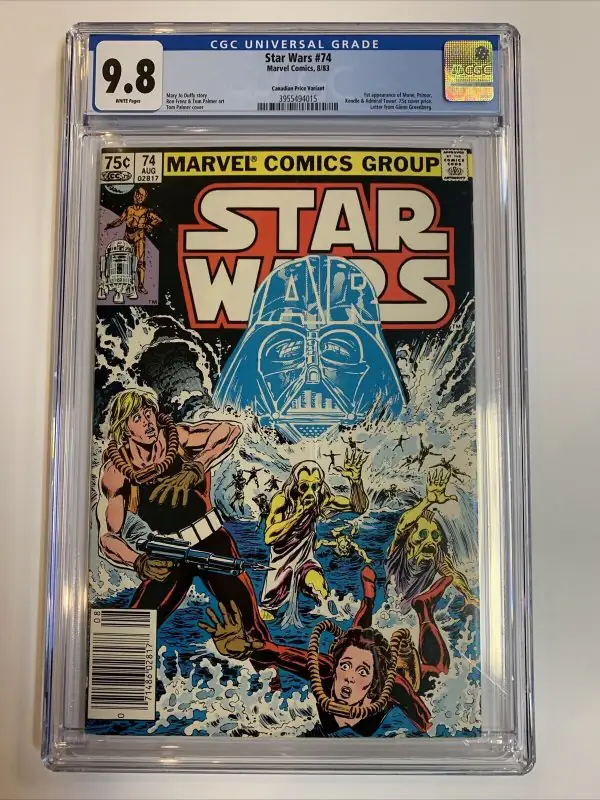 Star Wars #74 (Marvel Comics, 1983), CGC 9.8 graded comic book, Universal Blue label — front cover in its holder
