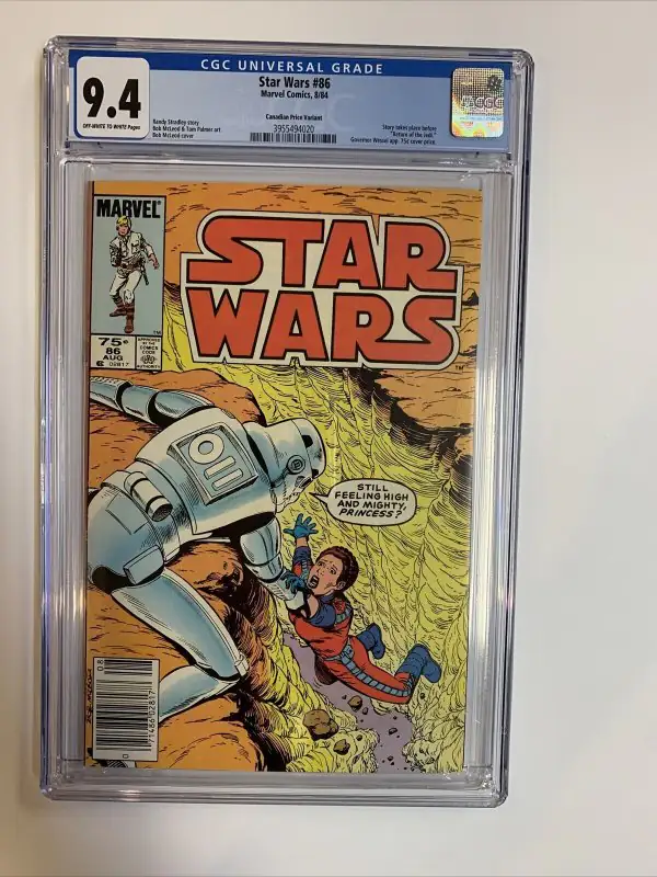 Star Wars #86 (Marvel Comics, 1984), CGC 9.4 graded comic book, Universal Blue label — front cover in its holder