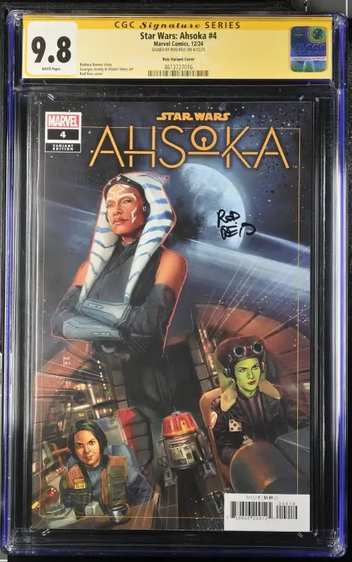 Star Wars: Ahsoka #4 (Marvel Comics, 2024), CGC 9.8 graded comic book, Signature Series label — front cover in its holder