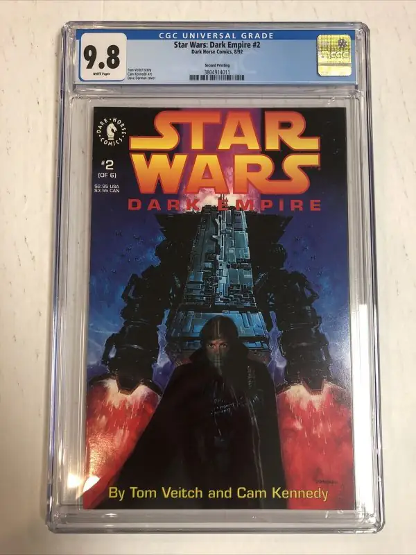 Star Wars Dark Empire #2 (Dark Horse Comics, 1992), CGC 9.8 graded comic book, Universal Blue label — front cover in its holder