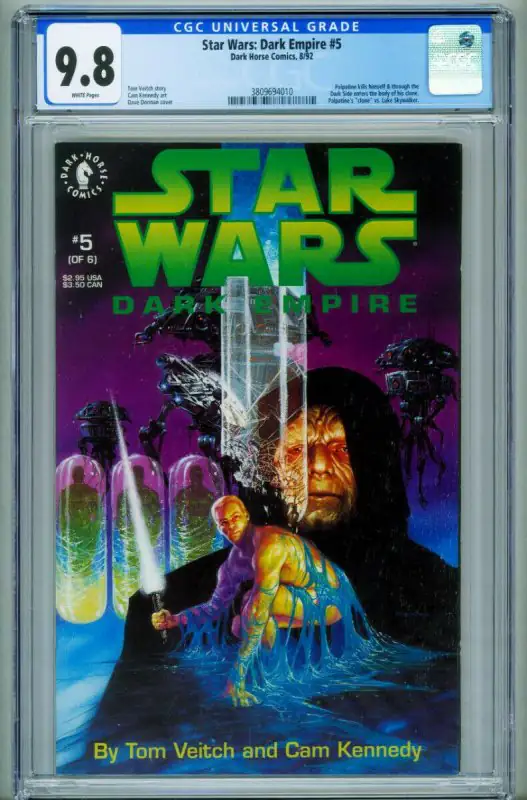 Star Wars: Dark Empire #5 (Dark Horse Comics, 1991), CGC 9.8 graded comic book, Universal Blue label — front cover in its holder