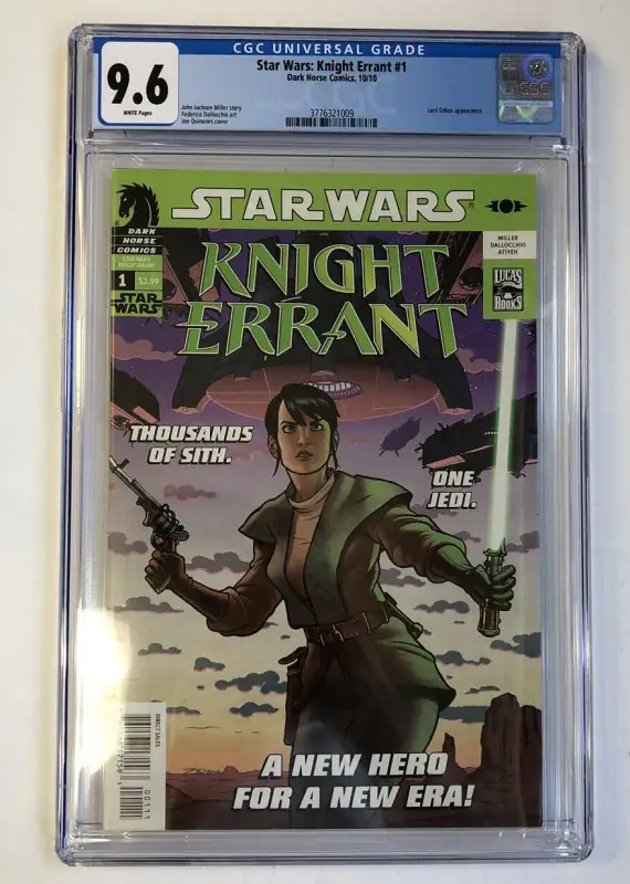 Star Wars: Knight Errant #1 (Dark Horse Comics, 2010), CGC 9.6 graded comic book, Universal Blue label — front cover in its holder