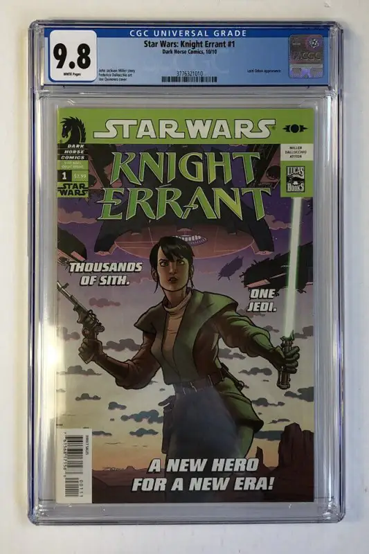 Star Wars: Knight Errant #1 (Dark Horse Comics, 2010), CGC 9.8 graded comic book, Universal Blue label — front cover in its holder