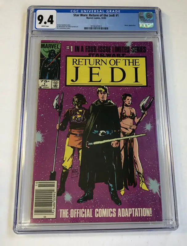 Star Wars: Return of the Jedi #1 (Marvel Comics, 1983), CGC 9.4 graded comic book, Universal Blue label — front cover in its holder