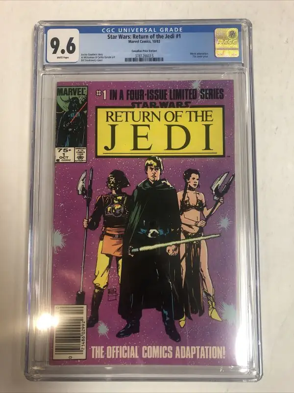 Star Wars: Return of the Jedi #1 (Marvel Comics, 1983), CGC 9.6 graded comic book, Universal Blue label — front cover in its holder