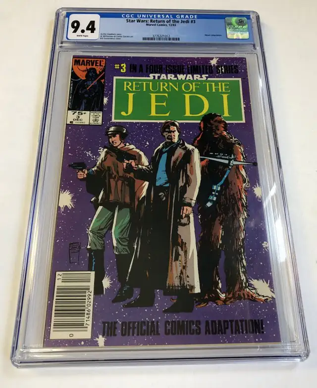 Star Wars: Return of the Jedi #3 (Marvel Comics, 1983), CGC 9.4 graded comic book, Universal Blue label — front cover in its holder