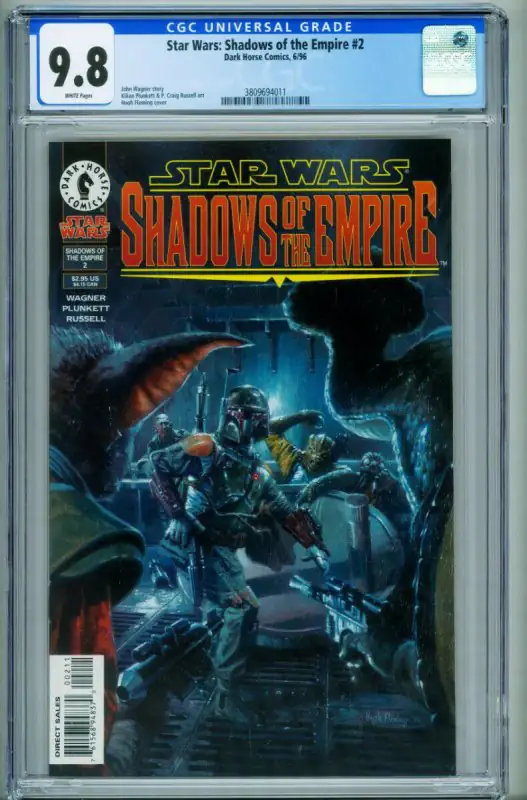 Star Wars: Shadows of the Empire #2 (Dark Horse Comics, 1995), CGC 9.8 graded comic book, Universal Blue label — front cover in its holder
