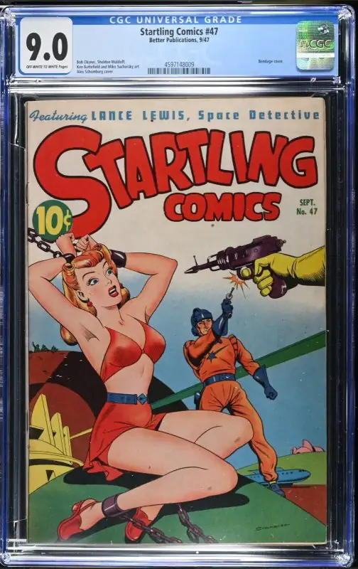 Startling Comics #47 (Better Publications, 1947), CGC 9.0 graded comic book, Universal Blue label — front cover in its holder