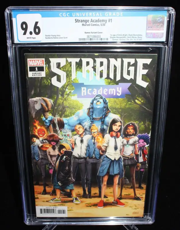 Strange Academy #1 (Marvel Comics, 2020), CGC 9.6 graded comic book, Universal Blue label — front cover in its holder