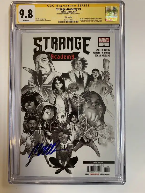 Strange Academy #1 (Marvel Comics, 2021), CGC 9.8 graded comic book, Signature Series label — front cover in its holder