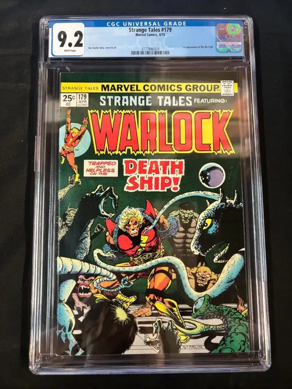 Strange Tales #179 (Marvel Comics, 1975), CGC 9.2 graded comic book, Universal Blue label — front cover in its holder