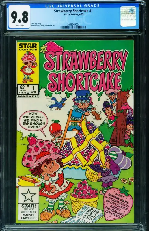 Strawberry Shortcake #1 (Marvel Comics, 1985), CGC 9.8 graded comic book, Universal Blue label — front cover in its holder